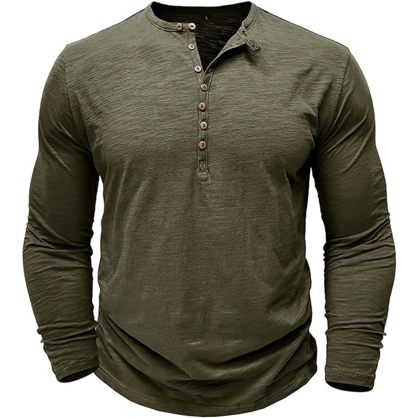 T-shirt met lange mouwen - Casual Effen Overhemd met knoopsluiting voor heren-Hallo Susanne