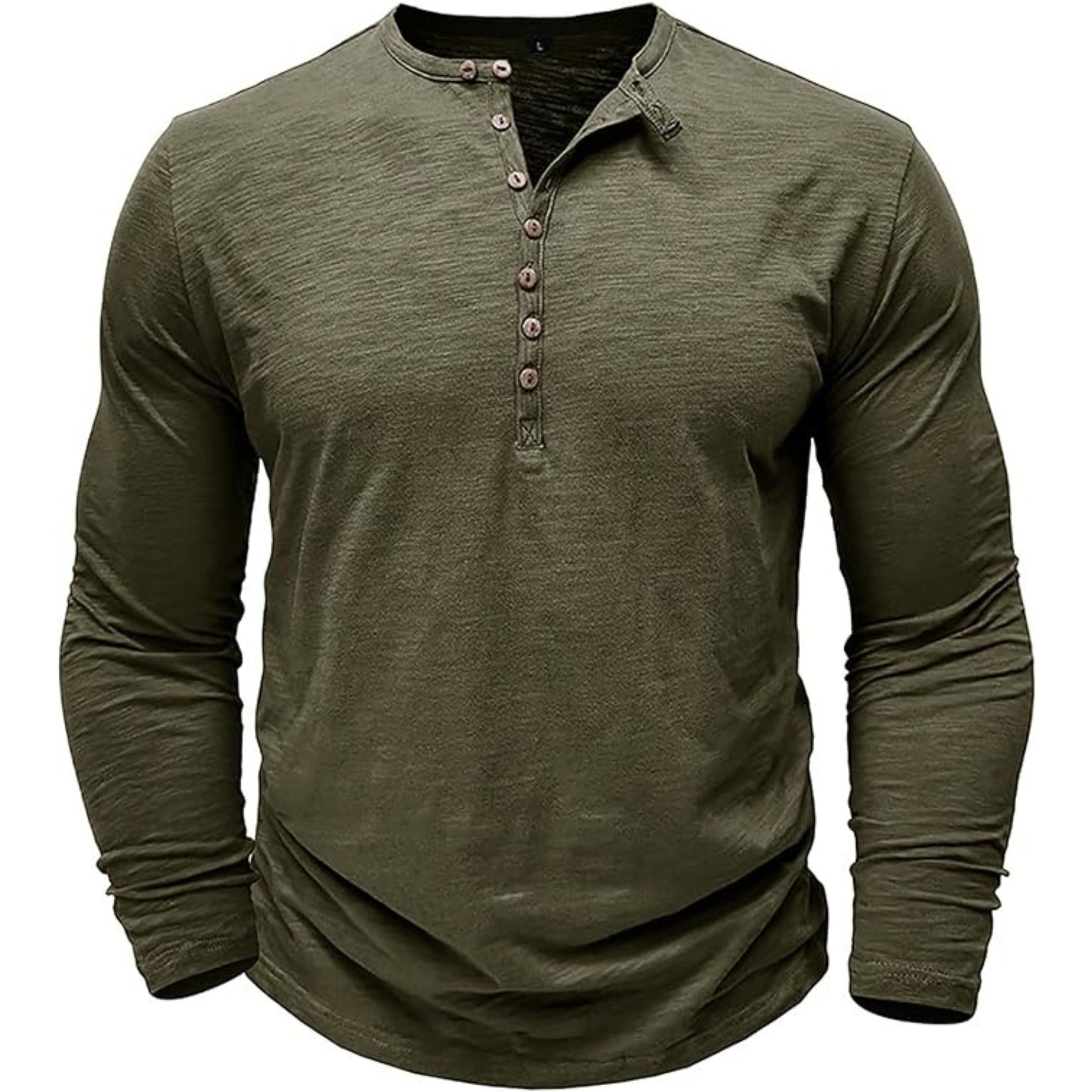 T-shirt met lange mouwen - Casual Effen Overhemd met knoopsluiting voor heren-Hallo Susanne