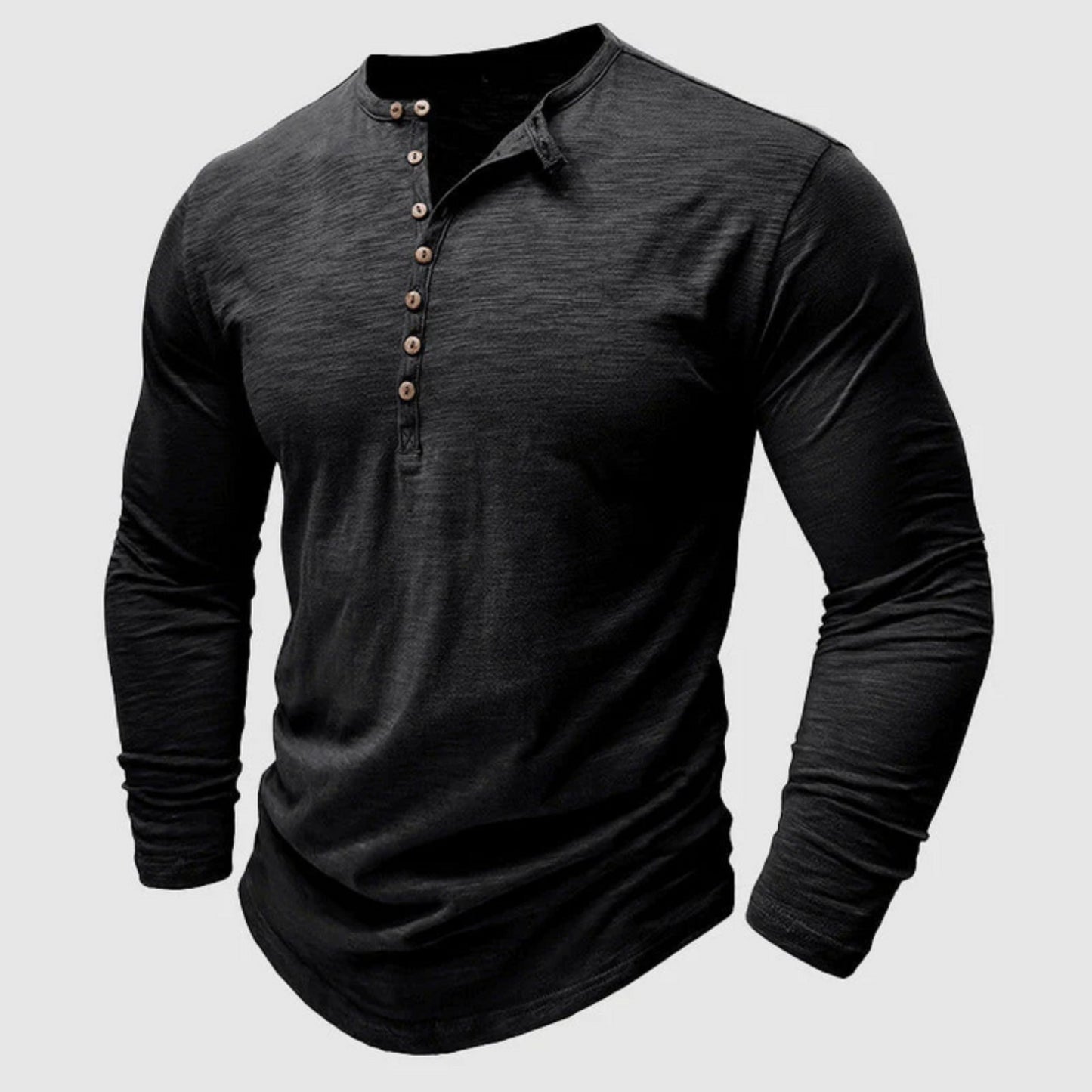 T-shirt met lange mouwen - Casual Effen Overhemd met knoopsluiting voor heren-Hallo Susanne