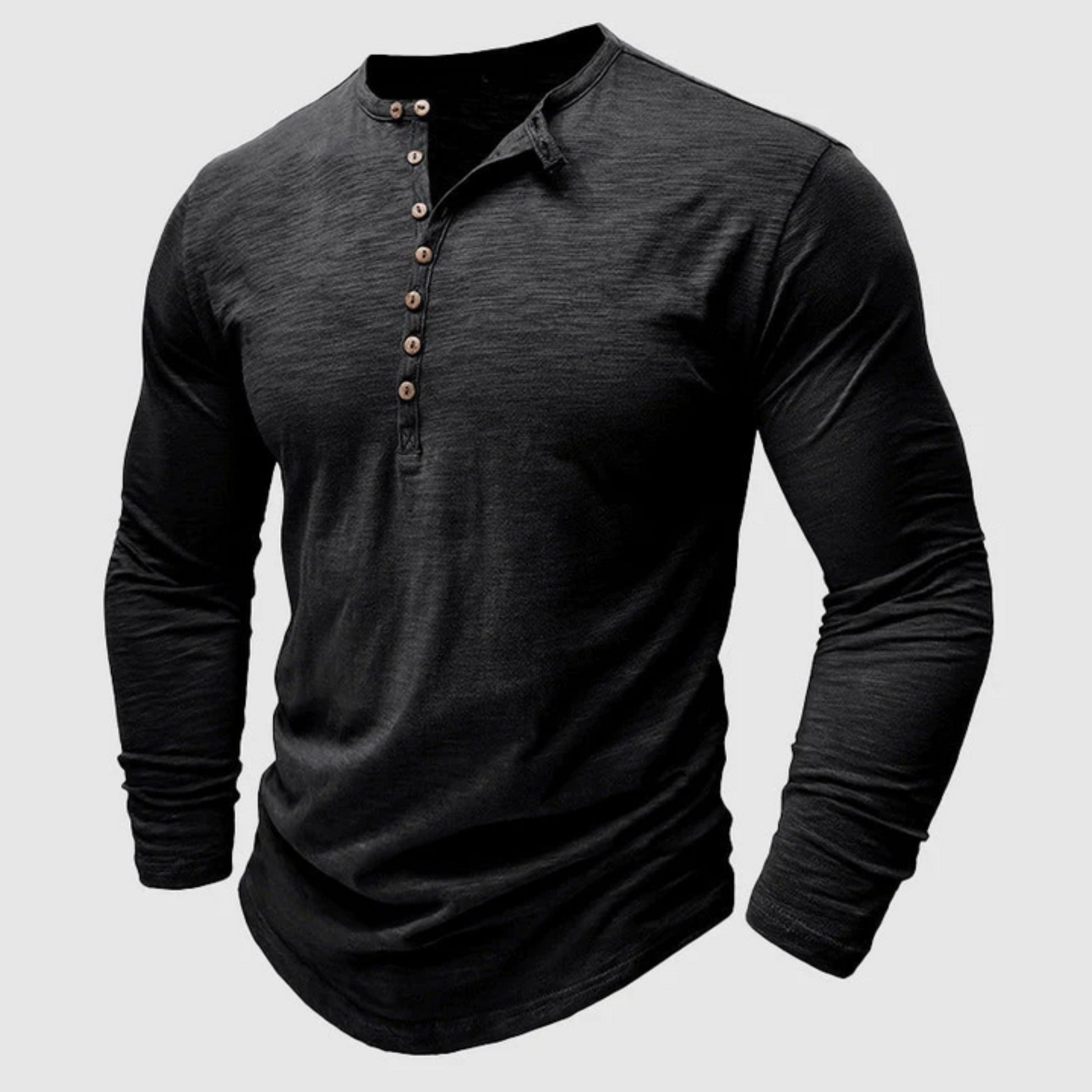 T-shirt met lange mouwen - Casual Effen Overhemd met knoopsluiting voor heren-Hallo Susanne