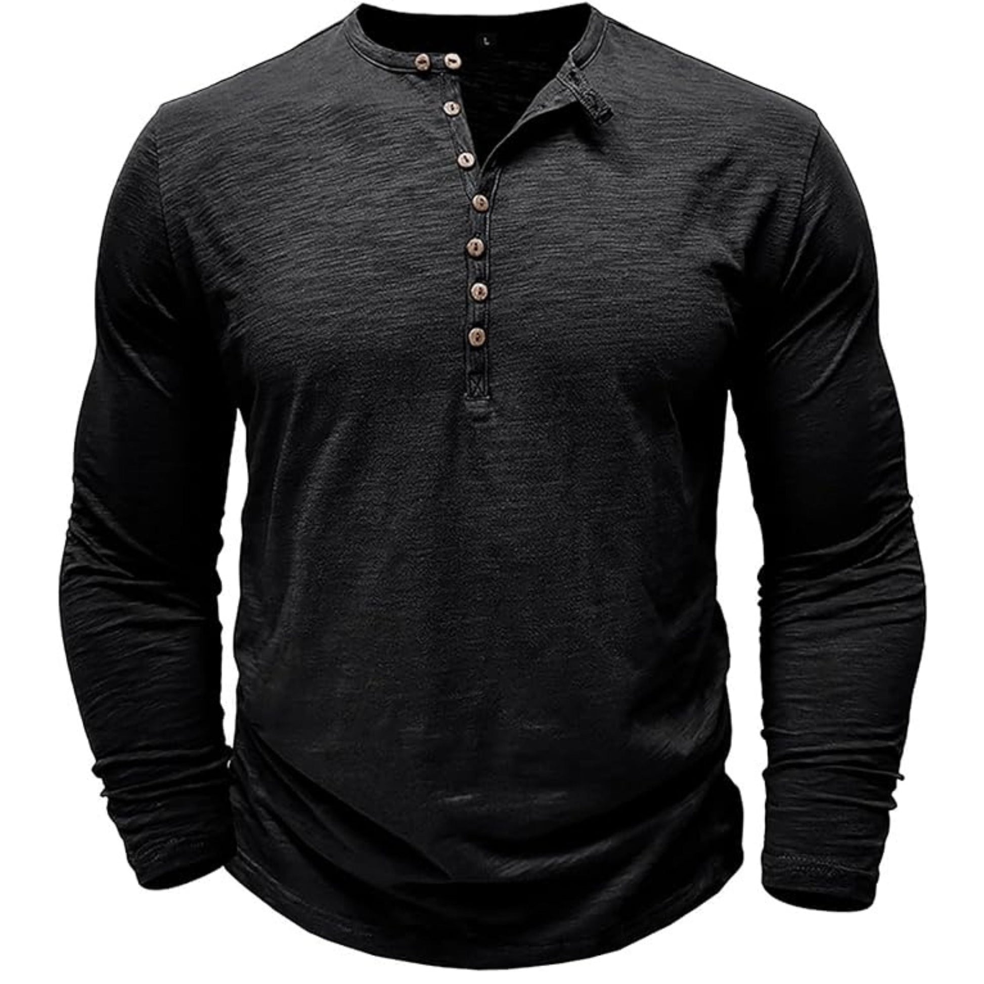T-shirt met lange mouwen - Casual Effen Overhemd met knoopsluiting voor heren-Hallo Susanne