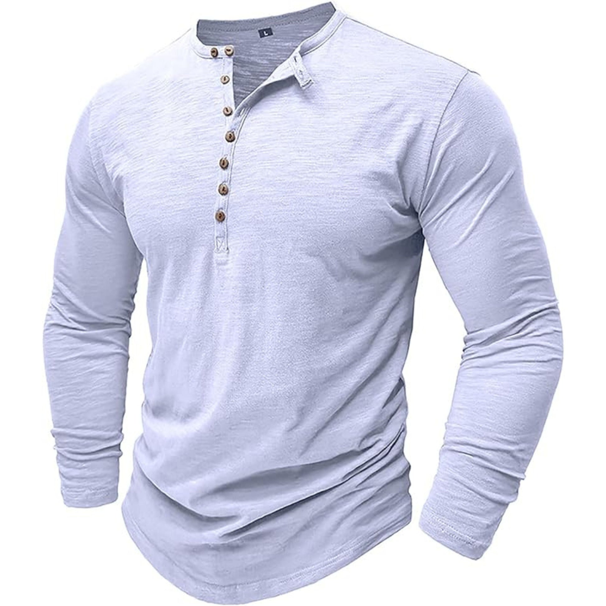T-shirt met lange mouwen - Casual Effen Overhemd met knoopsluiting voor heren-Hallo Susanne