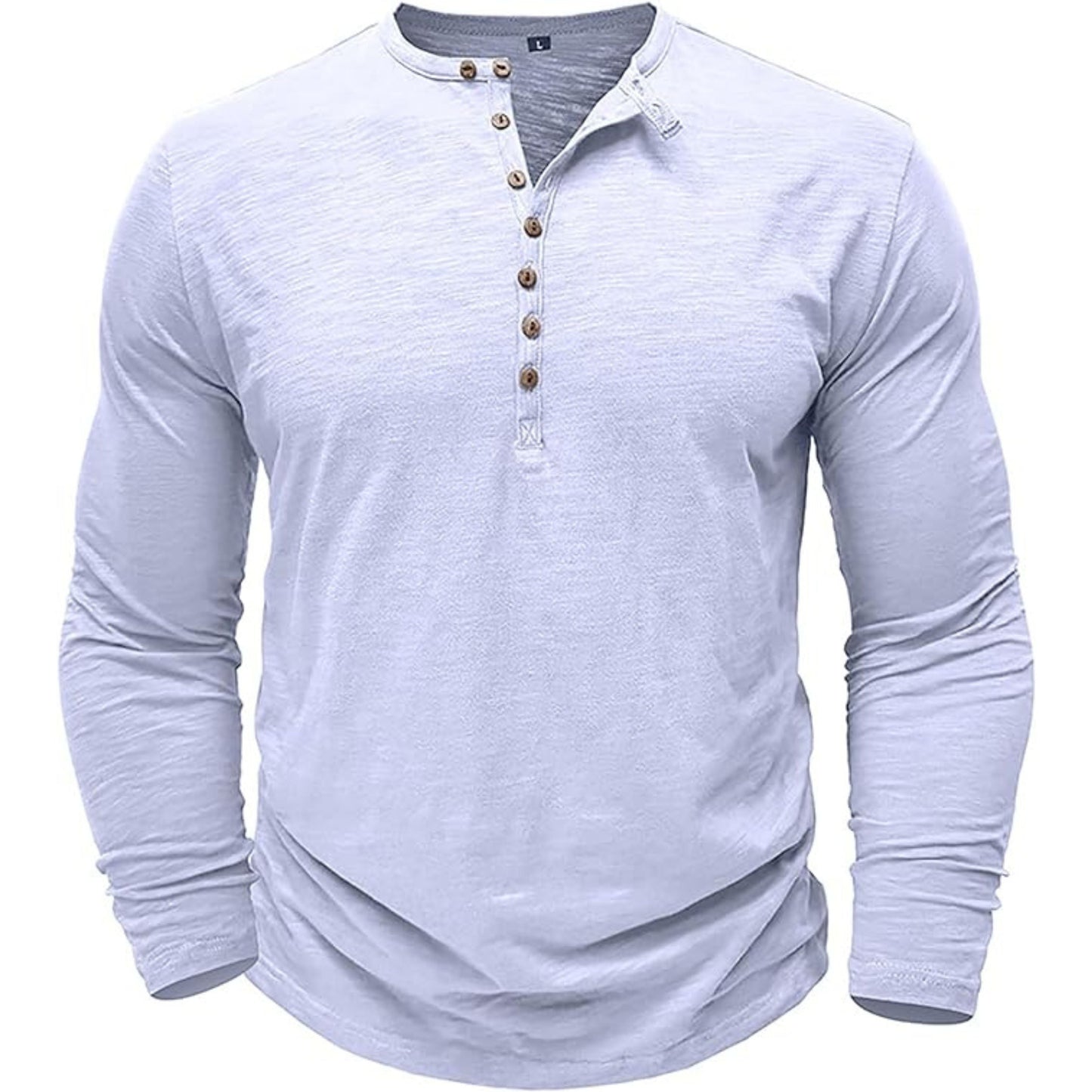 T-shirt met lange mouwen - Casual Effen Overhemd met knoopsluiting voor heren-Hallo Susanne