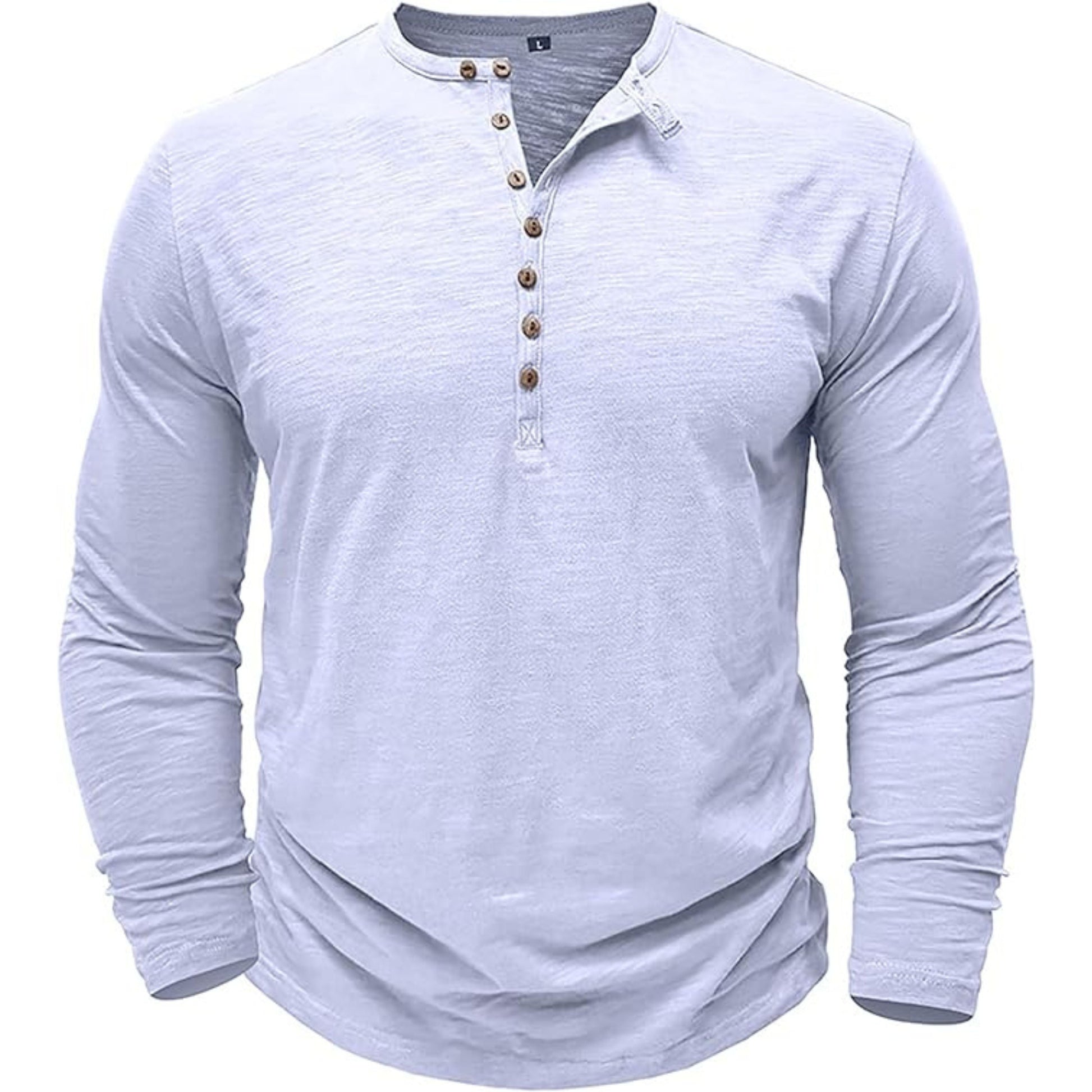 T-shirt met lange mouwen - Casual Effen Overhemd met knoopsluiting voor heren-Hallo Susanne