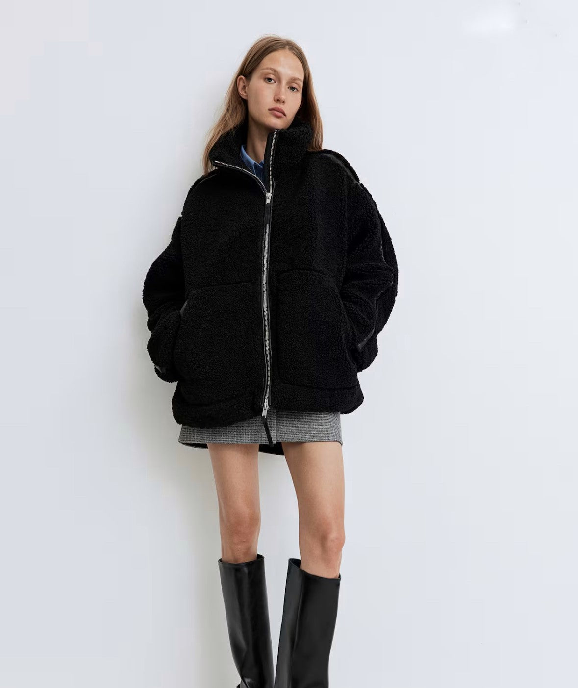 Teddy Coat - Dames Zip-Up oversized fleece winterjas-Hallo Susanne