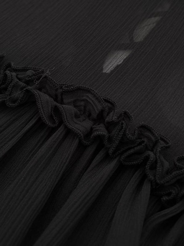 Top met strik aan de voorkant - Ruches - Doorschijnend - Chiffon top - Dames top-Hallo Susanne