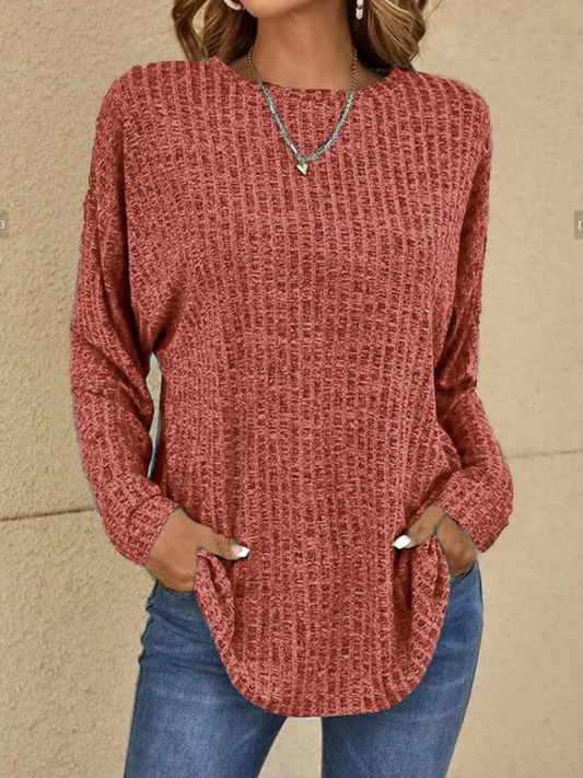 Trui - Dames Loose Fit Ronde Hals Gebreide Lange Mouw Top-Hallo Susanne
