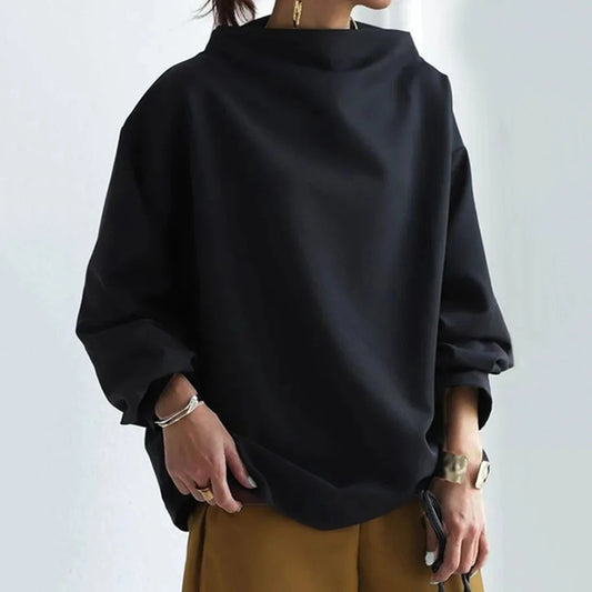 Trui | Hoge Hals | Zwart | Oversized Pullover | Dameskleding-Hallo Susanne