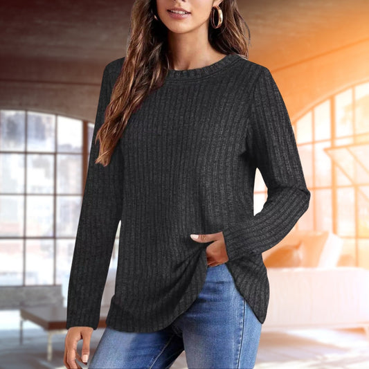 Trui | Los model | Ronde Hals | Geribbelde Top Met Lange Mouwen | Dameskleding-Hallo Susanne