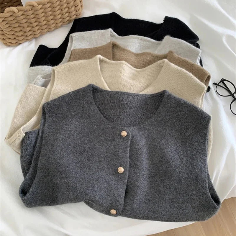 Trui Vest - Mouwloos gebreid damesvest met knoopsluiting-Hallo Susanne