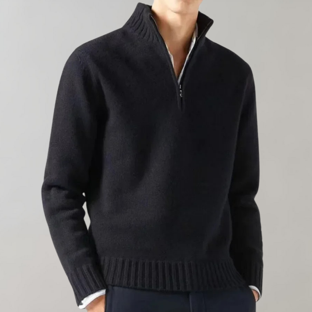 Trui met kwart rits - gebreide sweater met halve rits voor heren Regular Fit-Hallo Susanne