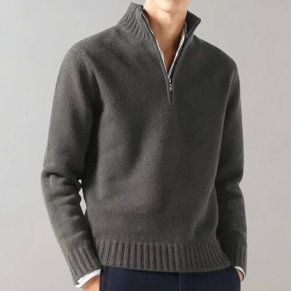 Trui met kwart rits - gebreide sweater met halve rits voor heren Regular Fit-Hallo Susanne