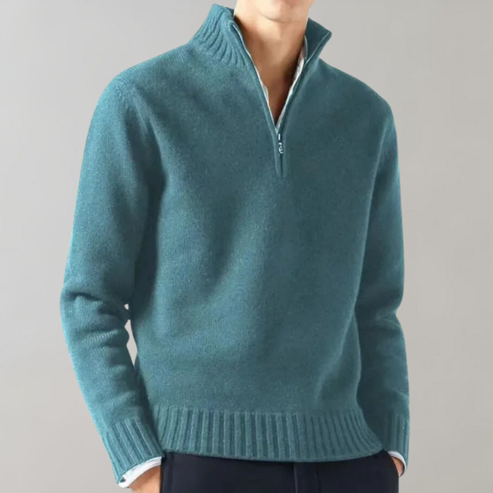 Trui met kwart rits - gebreide sweater met halve rits voor heren Regular Fit-Hallo Susanne