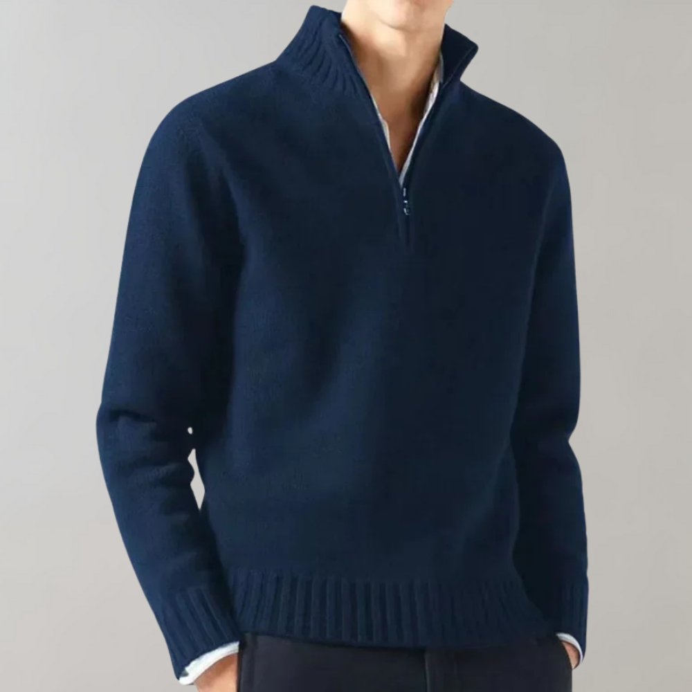 Trui met kwart rits - gebreide sweater met halve rits voor heren Regular Fit-Hallo Susanne