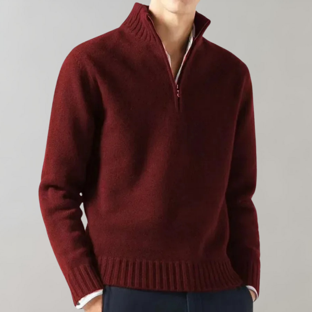 Trui met kwart rits - gebreide sweater met halve rits voor heren Regular Fit-Hallo Susanne
