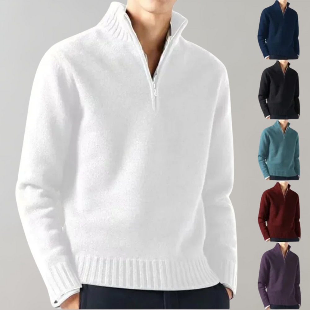 Trui met kwart rits - gebreide sweater met halve rits voor heren Regular Fit-Hallo Susanne