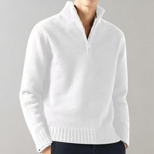Trui met kwart rits - gebreide sweater met halve rits voor heren Regular Fit-Hallo Susanne