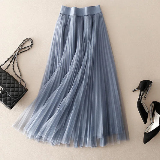 Tule Rok | Hoge Taille | Elastische Tailleband | Midi-rok | Plissé Rok-Hallo Susanne