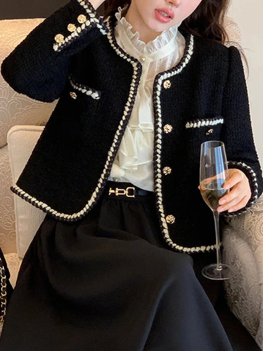Tweed Jasje - Zwart - Vintage - Tweed Blazer - Damesjasje-Hallo Susanne