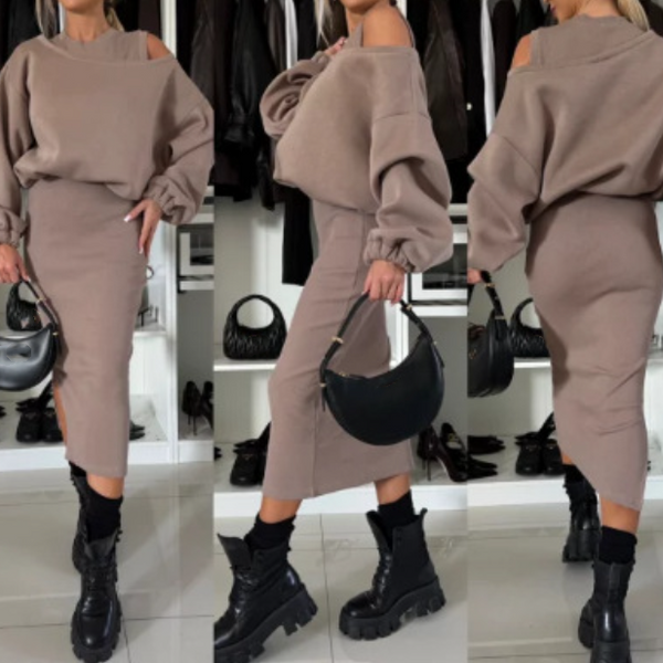 Tweedelige Set | Midi | Lange mouwen | Rok en shirt | Samengestelde set Vrouwen-Hallo Susanne
