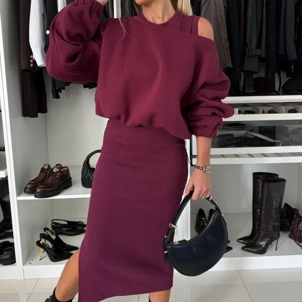 Tweedelige Set | Midi | Lange mouwen | Rok en shirt | Samengestelde set Vrouwen-Hallo Susanne