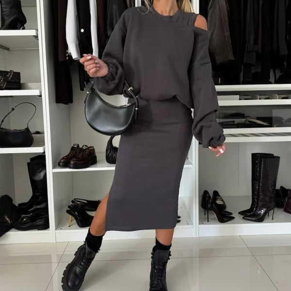 Tweedelige Set | Midi | Lange mouwen | Rok en shirt | Samengestelde set Vrouwen-Hallo Susanne