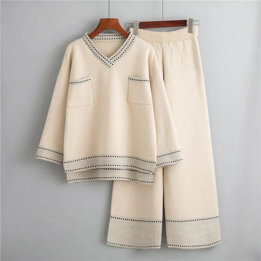 Tweedelige Set - Wijde Pijpen - Lange Mouwen - Trui en Broek Set - Samengesteld Dames-Hallo Susanne