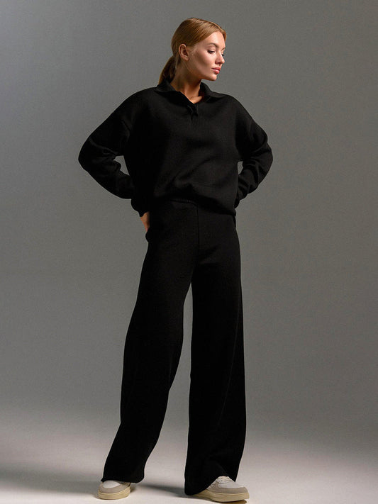 Tweedelige set - Wijde pijpen - Lange mouwen - Co-örd set - Loungewear voor dames-Hallo Susanne
