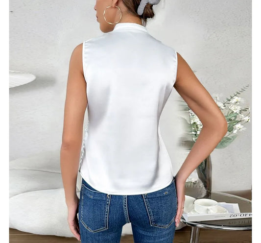 V-hals top - Lichtgewicht - Mouwloos - Wikkel top - Chique tops voor dames-Hallo Susanne