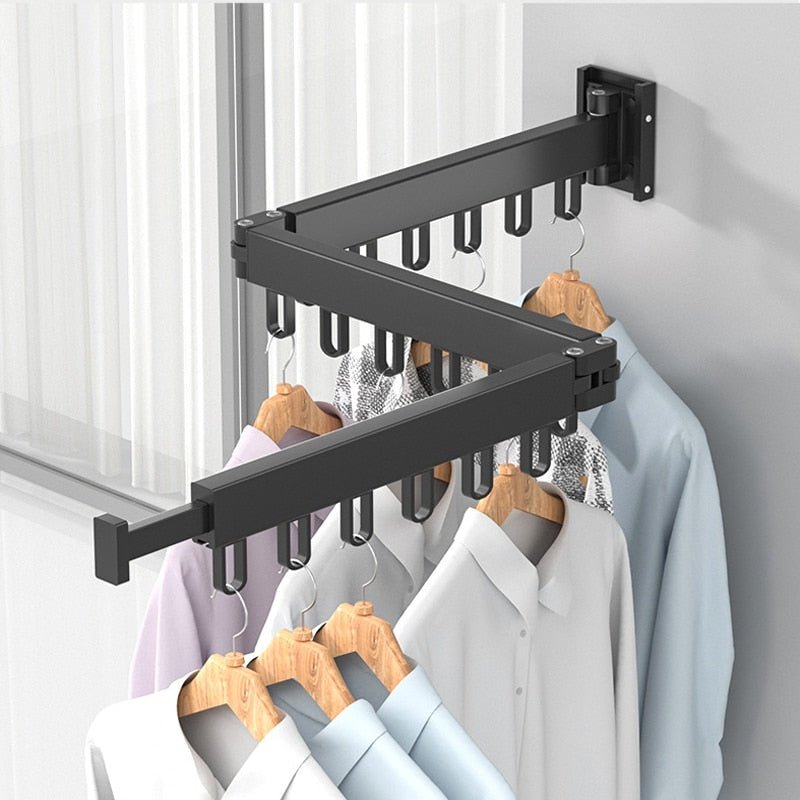 Wanddroogrek | Uittrekbaar | Intrekbaar | Wandgarderobe | Inklapbaar Kledingrek-Hallo Susanne