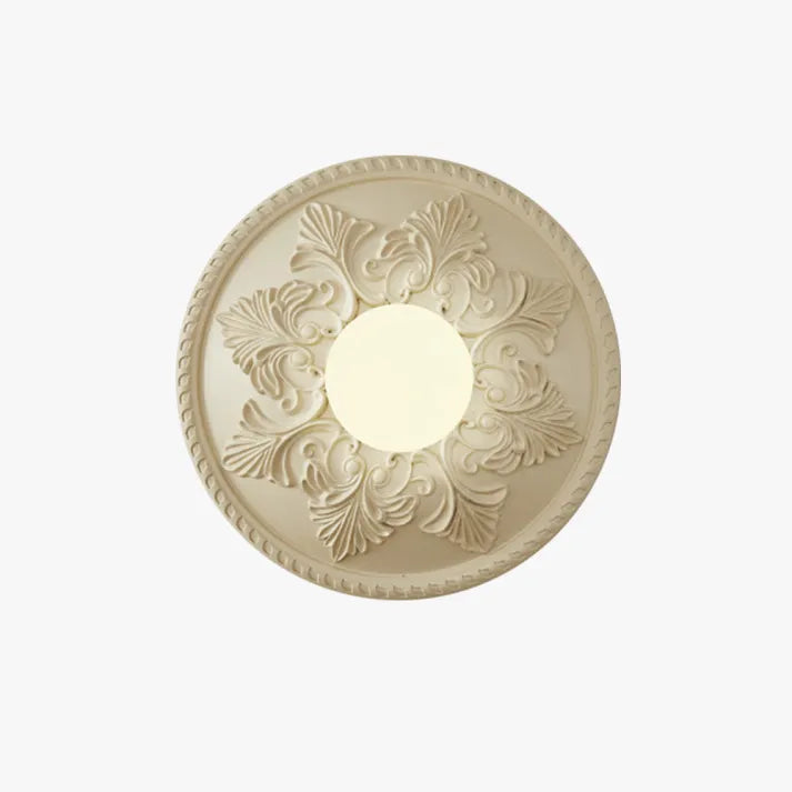 Wandlamp - Ronde gegraveerde wandlamp in warme creme voor in de woonkamer-Hallo Susanne