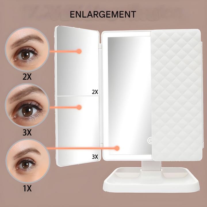 Wastafel spiegel | Opvouwbaar | Drievoudige spiegel | Lichtgevende spiegel | Make-up spiegel-Hallo Susanne