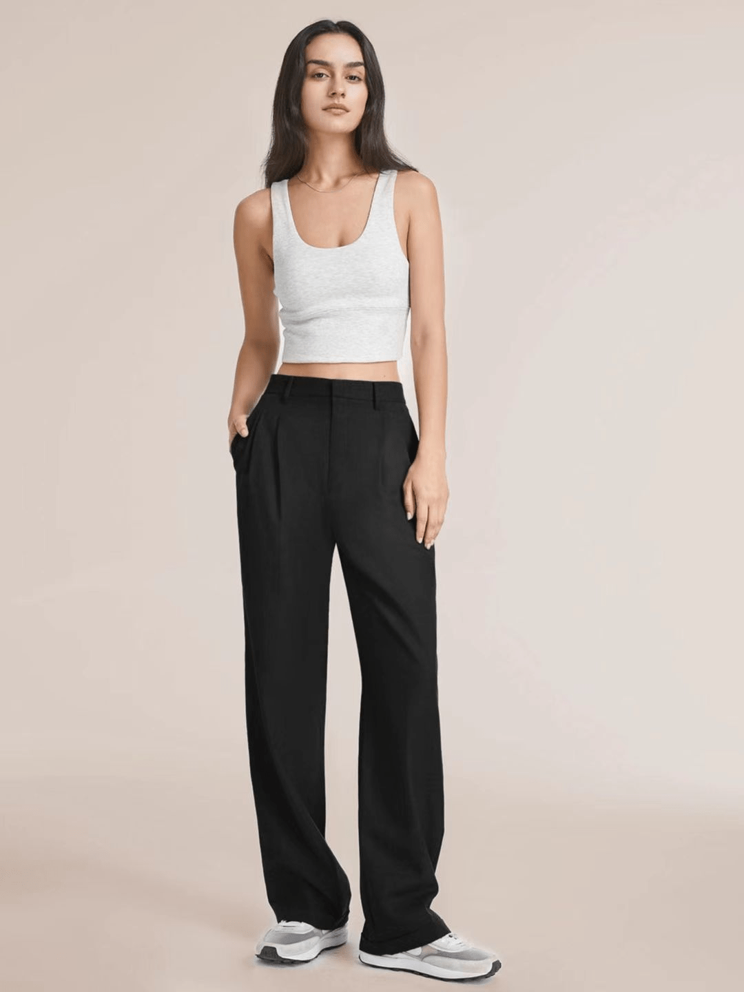 Wijde broek - Damesbroek met hoge taille en wijde pijpen voor kleine vrouwen-Hallo Susanne