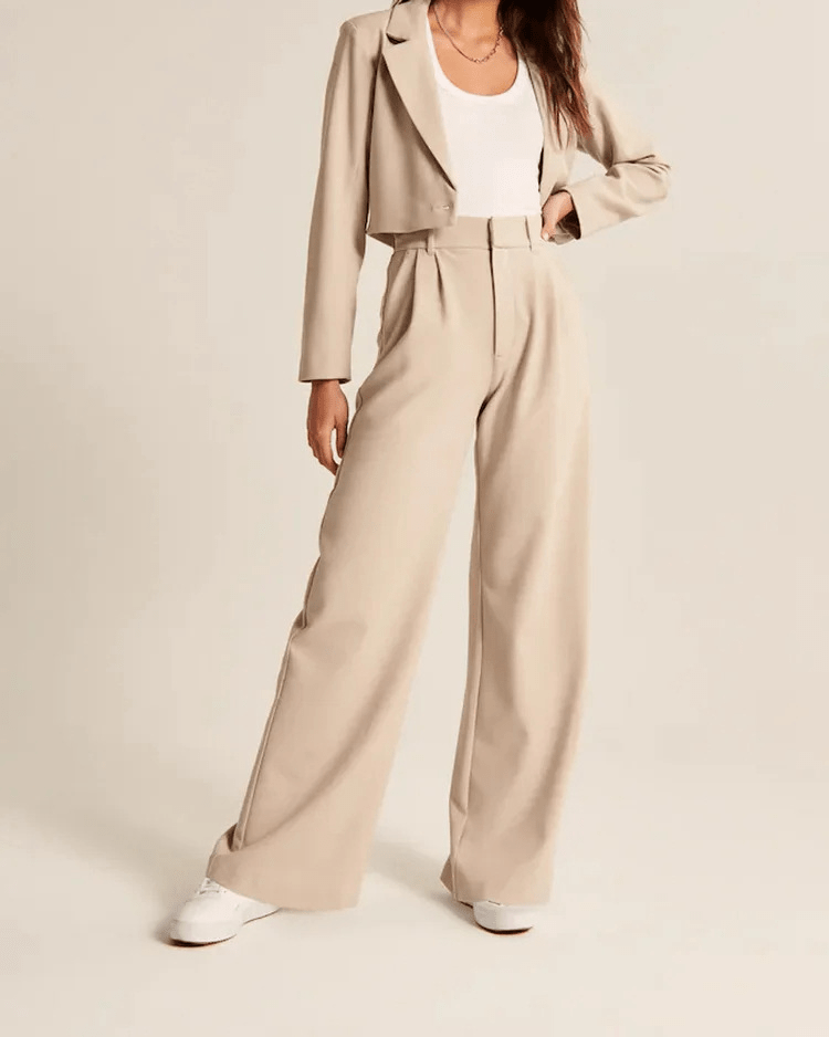 Wijde broek - Damesbroek met hoge taille en wijde pijpen voor kleine vrouwen-Hallo Susanne