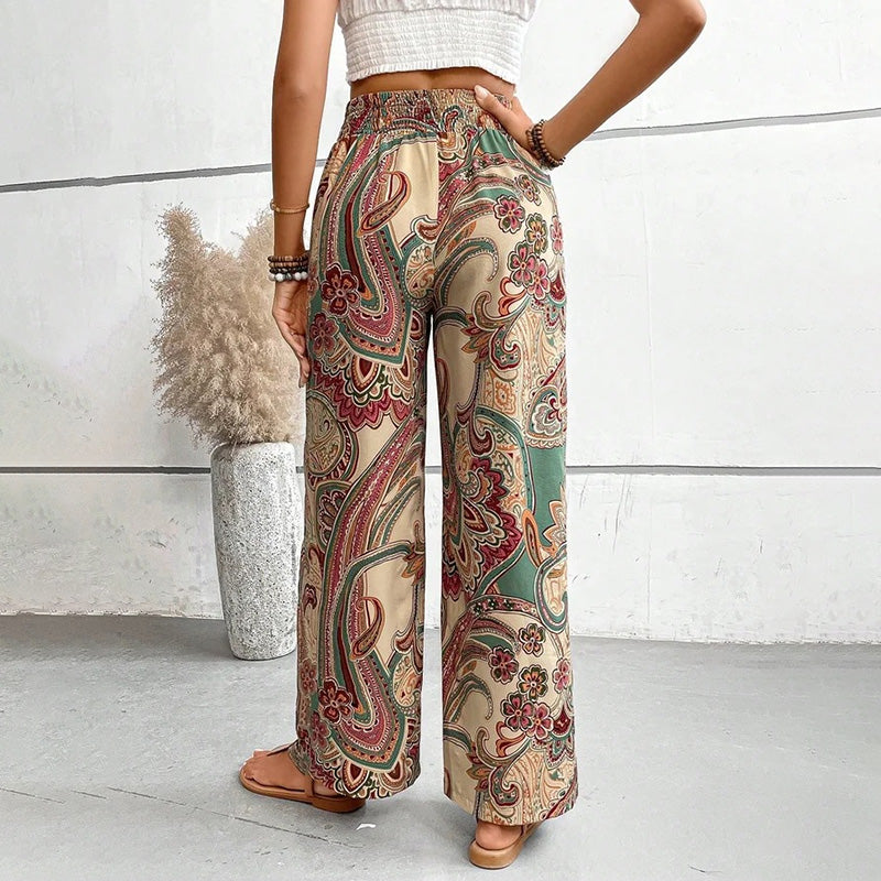 Wijde broek | Elastische taille | Zomer | Boho-broek | Damesbroek-Hallo Susanne