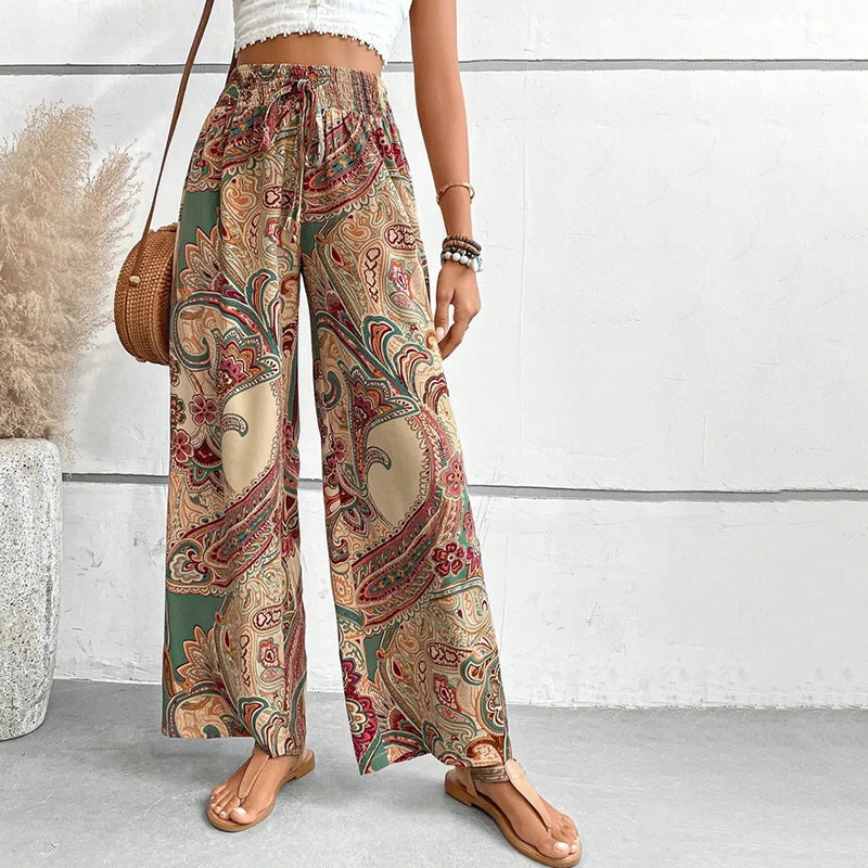 Wijde broek | Elastische taille | Zomer | Boho-broek | Damesbroek-Hallo Susanne