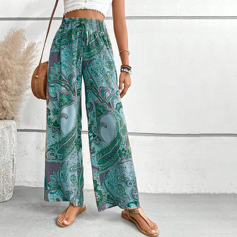Wijde broek | Elastische taille | Zomer | Boho-broek | Damesbroek-Hallo Susanne