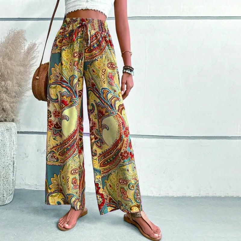 Wijde broek | Elastische taille | Zomer | Boho-broek | Damesbroek-Hallo Susanne