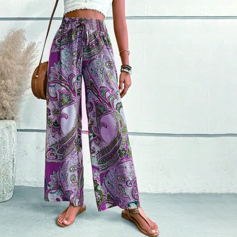 Wijde broek | Elastische taille | Zomer | Boho-broek | Damesbroek-Hallo Susanne