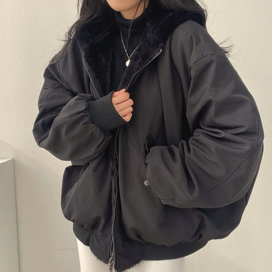 Winter Bomberjack - Bont gevoerd - Zip-Up - Oversized Jas - Winterjas voor dames-Hallo Susanne