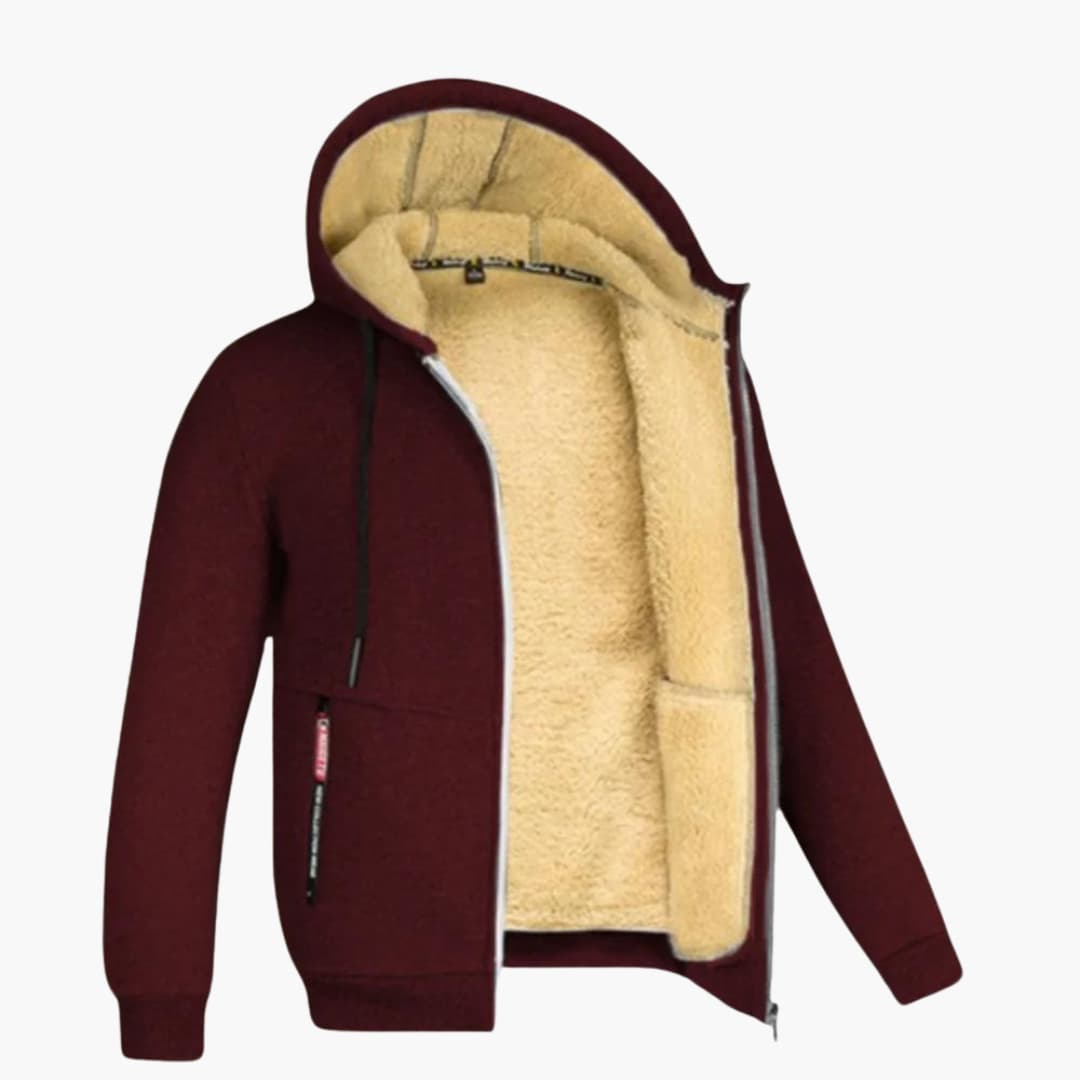 Winter Hoodie - Warme Sherpa gevoerde Zip Hoodie voor heren-Hallo Susanne