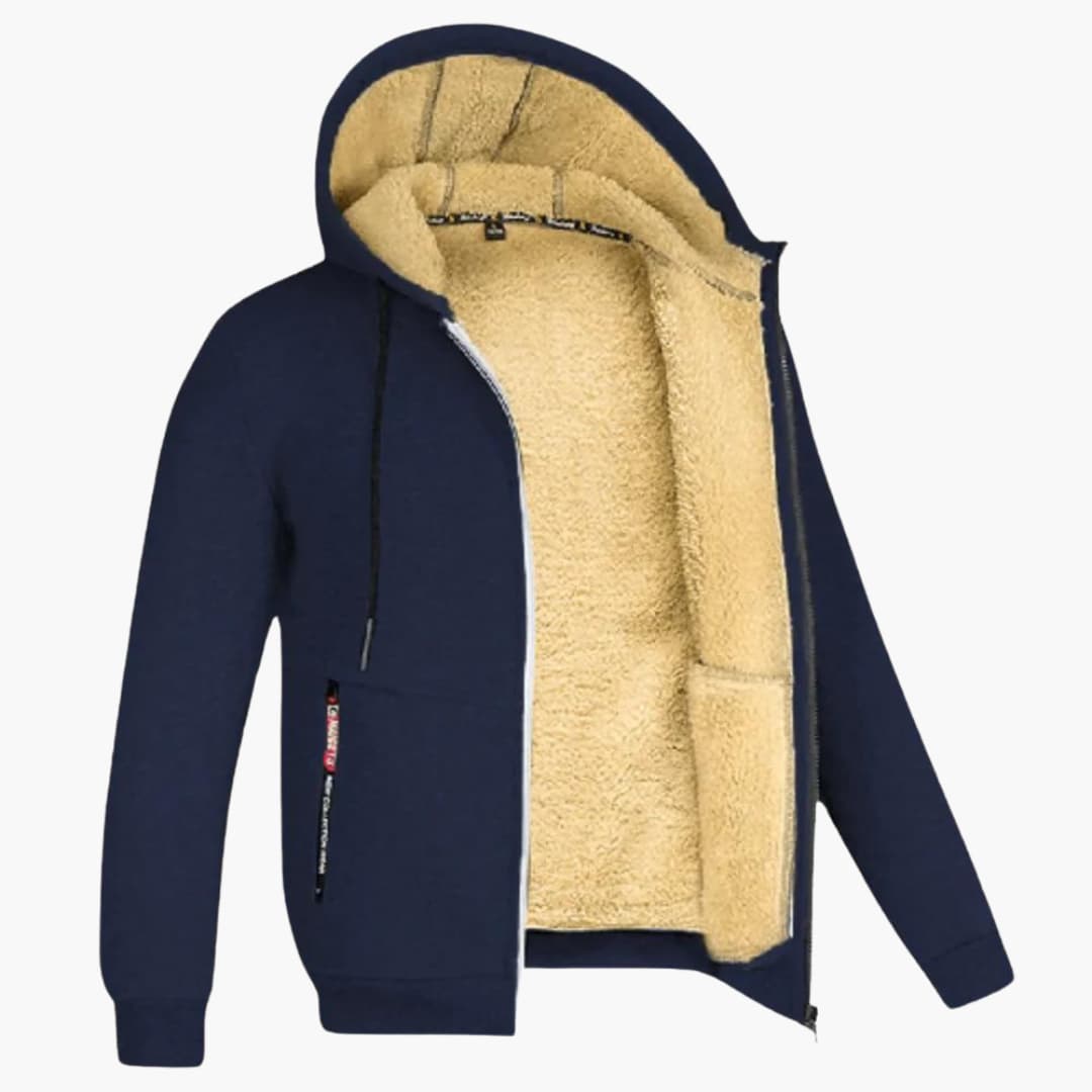 Winter Hoodie - Warme Sherpa gevoerde Zip Hoodie voor heren-Hallo Susanne