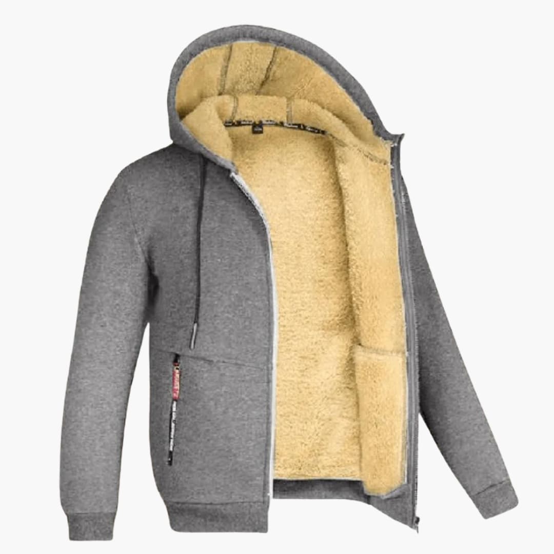 Winter Hoodie - Warme Sherpa gevoerde Zip Hoodie voor heren-Hallo Susanne