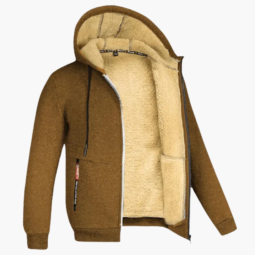 Winter Hoodie - Warme Sherpa gevoerde Zip Hoodie voor heren-Hallo Susanne