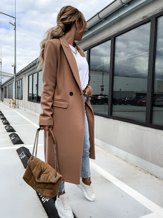 Winter-Trenchcoat | V-Ausschnitt | Zweireiher | Woll-Trenchcoat | Damenmäntel-Hallo Susanne
