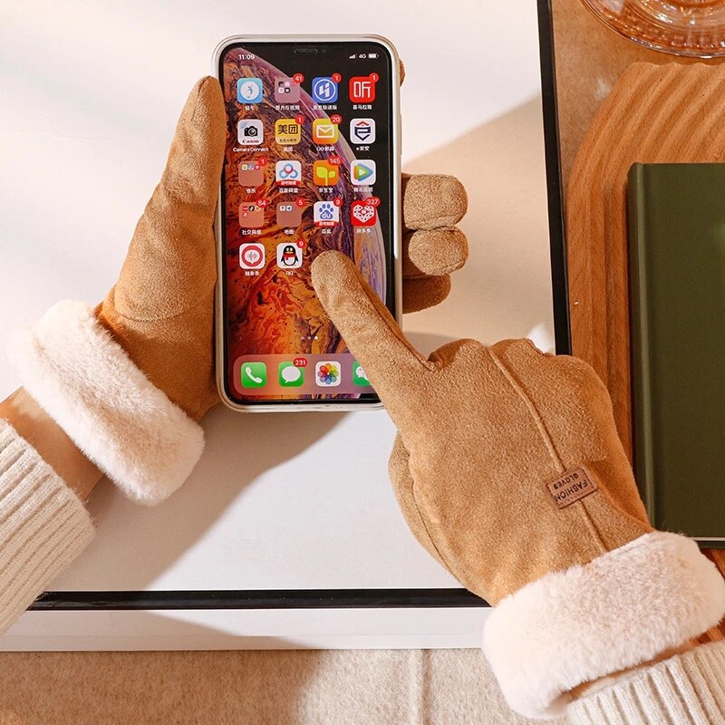 Winterhandschoenen - Warm - Bont gevoerd - TouchScreen handschoenen - Vrouwenhandschoenen-Hallo Susanne