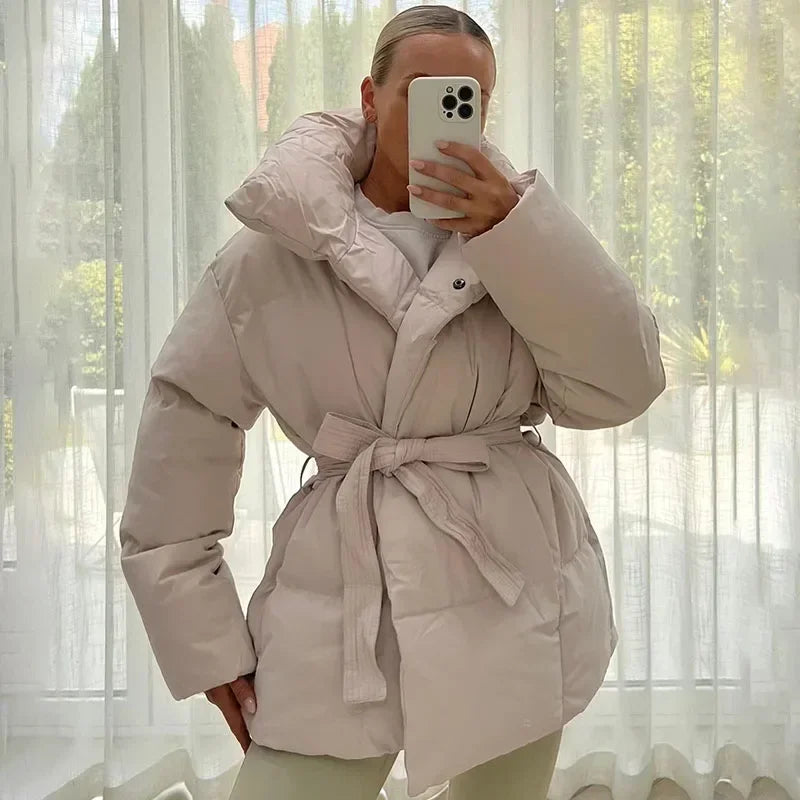 Winterjas | Gewatteerd | Riem | Pufferjas | Damesoverjas-Hallo Susanne