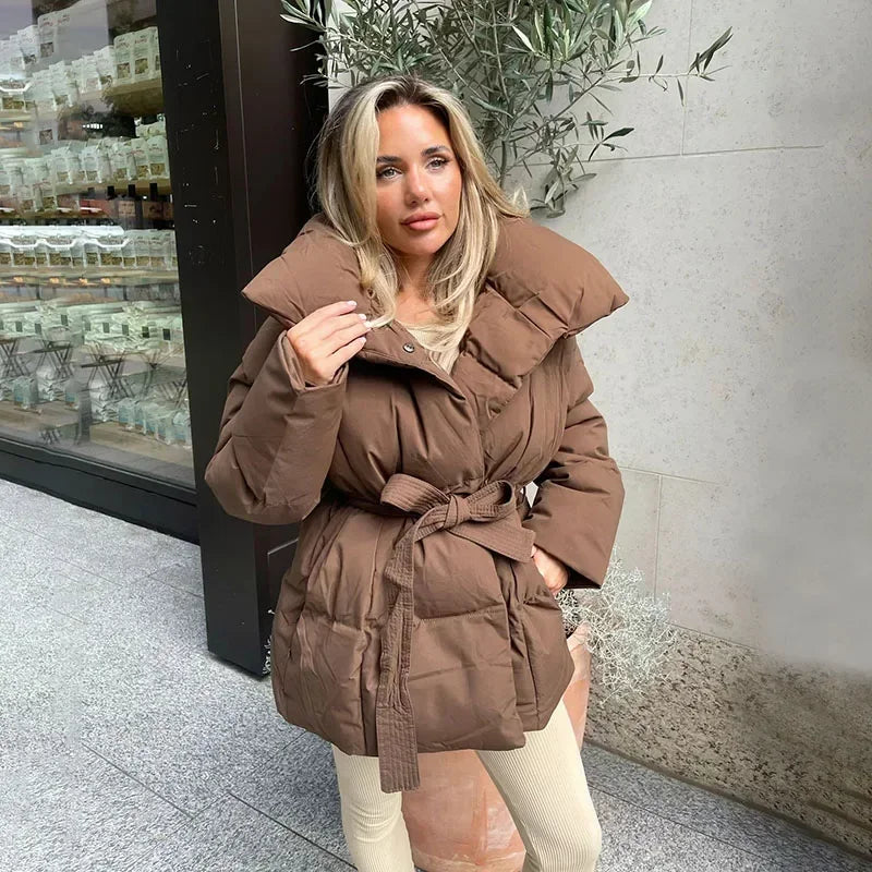 Winterjas | Gewatteerd | Riem | Pufferjas | Damesoverjas-Hallo Susanne