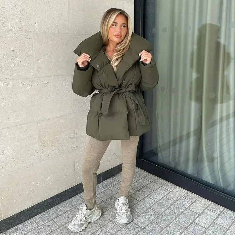 Winterjas | Gewatteerd | Riem | Pufferjas | Damesoverjas-Hallo Susanne