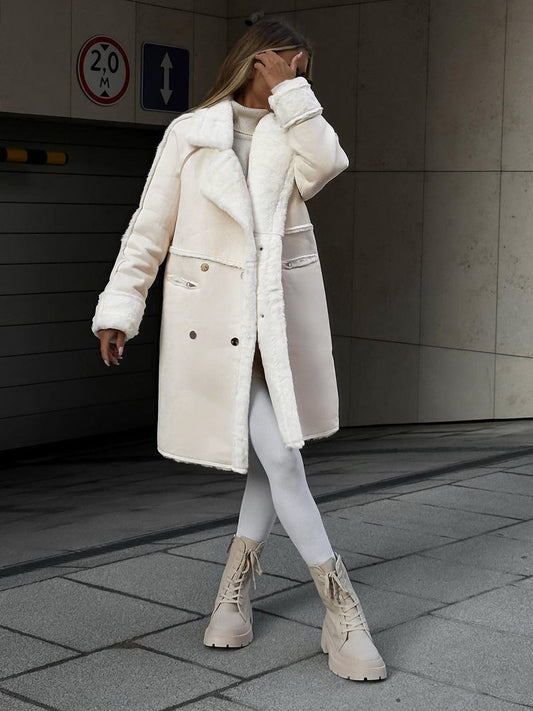 Winterjas voor dames - Lang - Bont gevoerd - Suedette jas - Faux Fur jas-Hallo Susanne